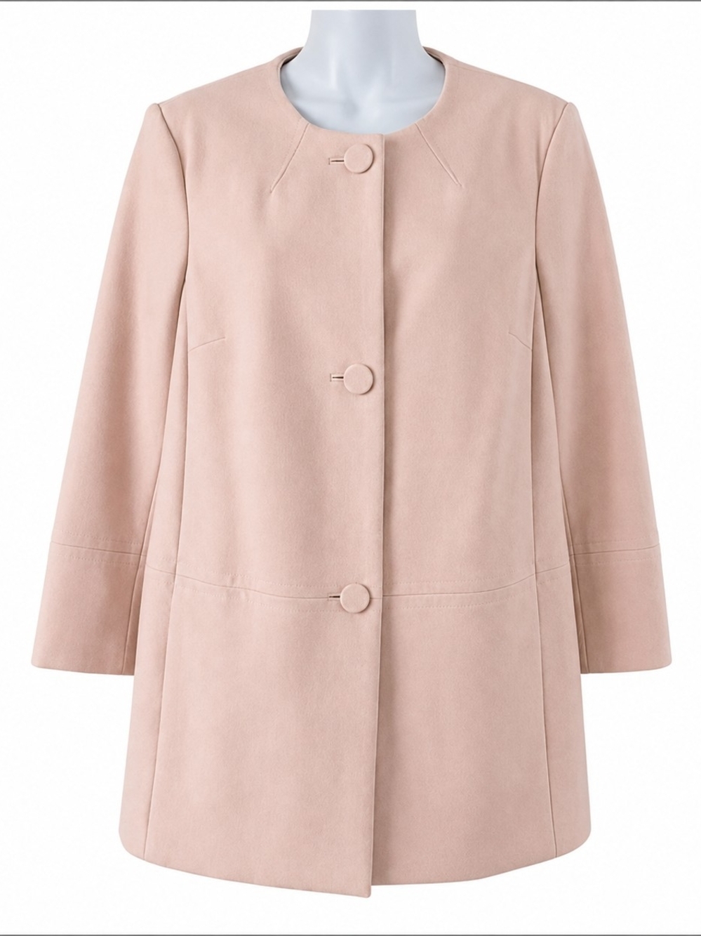 Talbots Blush Pink Round-Neck Button Front Pea Coat